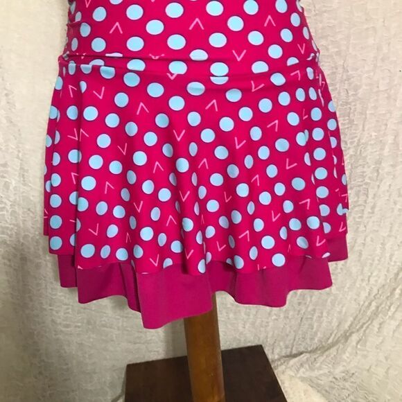 Sanqi NWT Pink & Blue Polka-Dot Swimdress Size L - Picture 2 of 8
